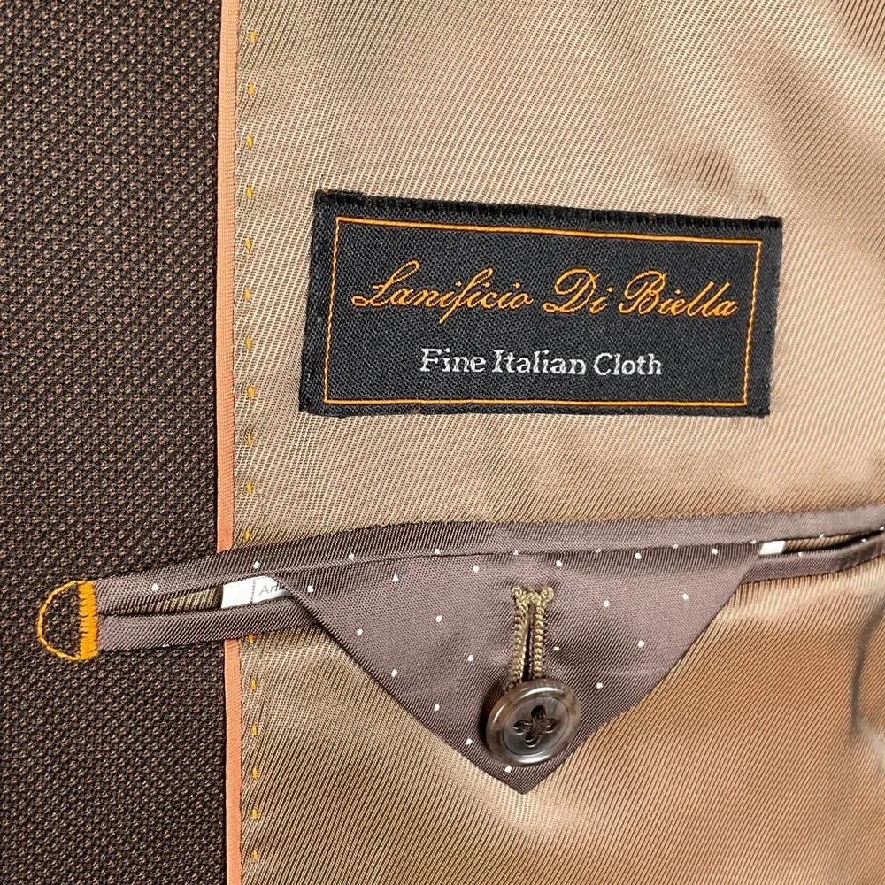 Tiglio Luxe Blazer Men 44R Brown Novello Di Biella Wool‎ Classic Jacket Italy